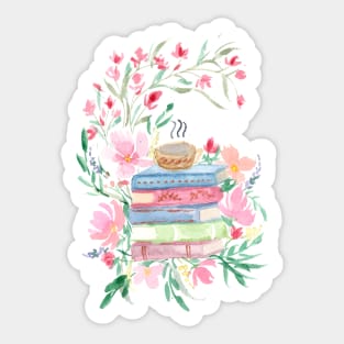 Watercolor Books with florals Sticker